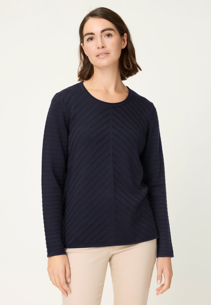 Strukturierter Strickpullover mit Chevron-Muster