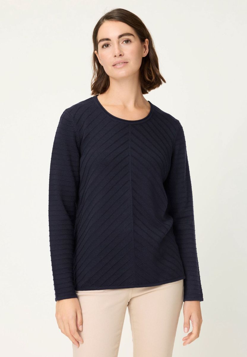 Strukturierter Strickpullover mit Chevron-Muster