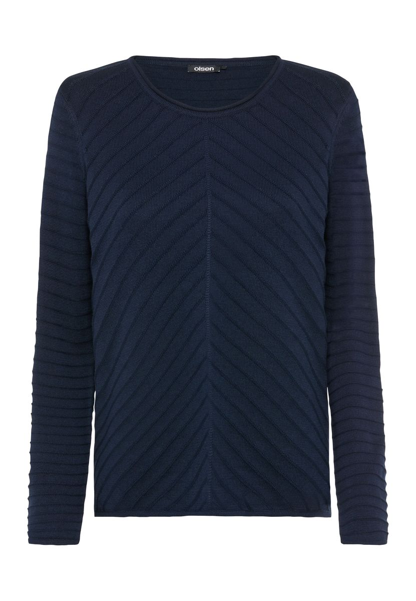 Strukturierter Strickpullover mit Chevron-Muster
