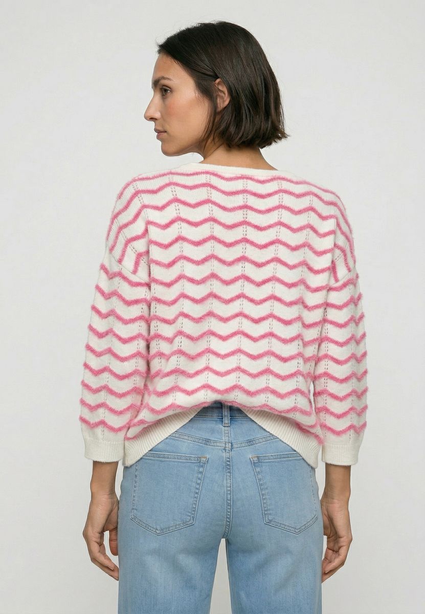 Lockerer Strickpullover mit Zickzackmuster