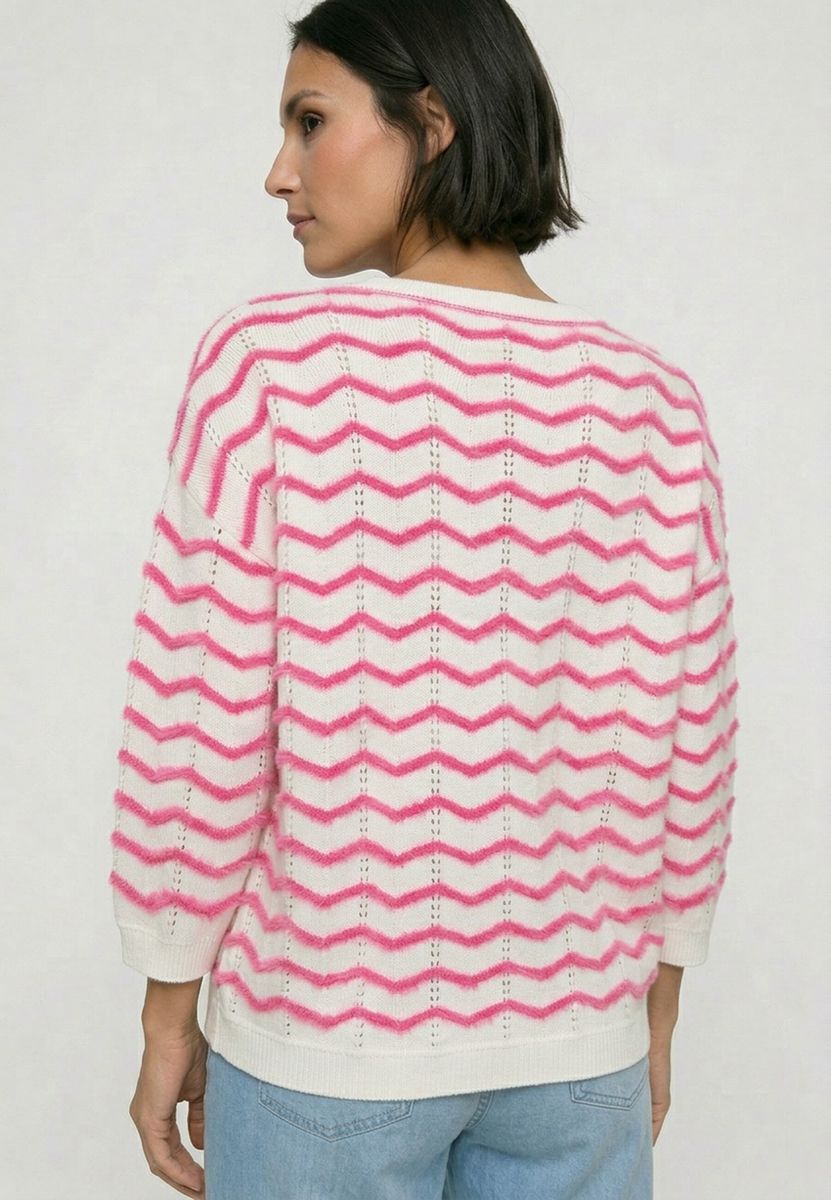 Lockerer Strickpullover mit Zickzackmuster
