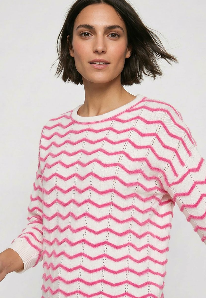 Lockerer Strickpullover mit Zickzackmuster