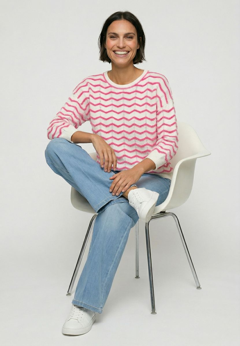 Lockerer Strickpullover mit Zickzackmuster