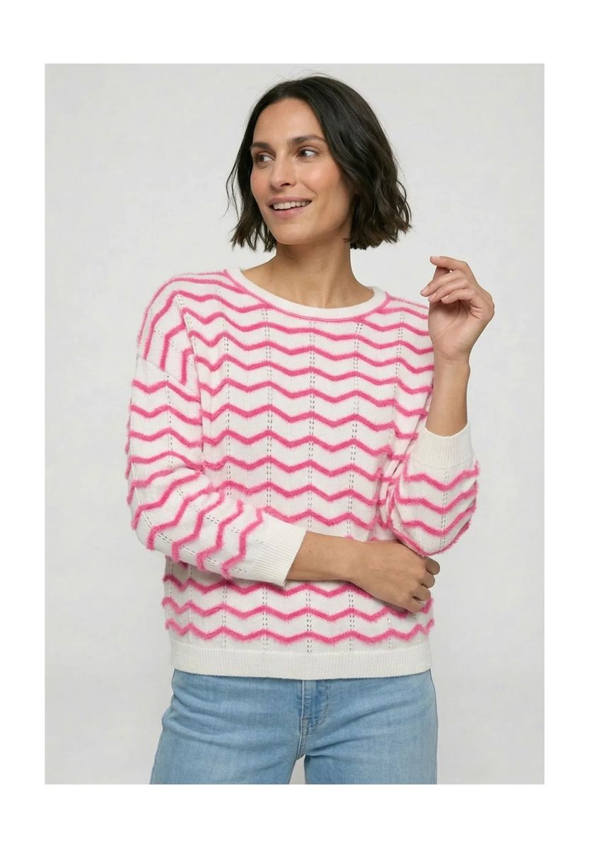 Lockerer Strickpullover mit Zickzackmuster