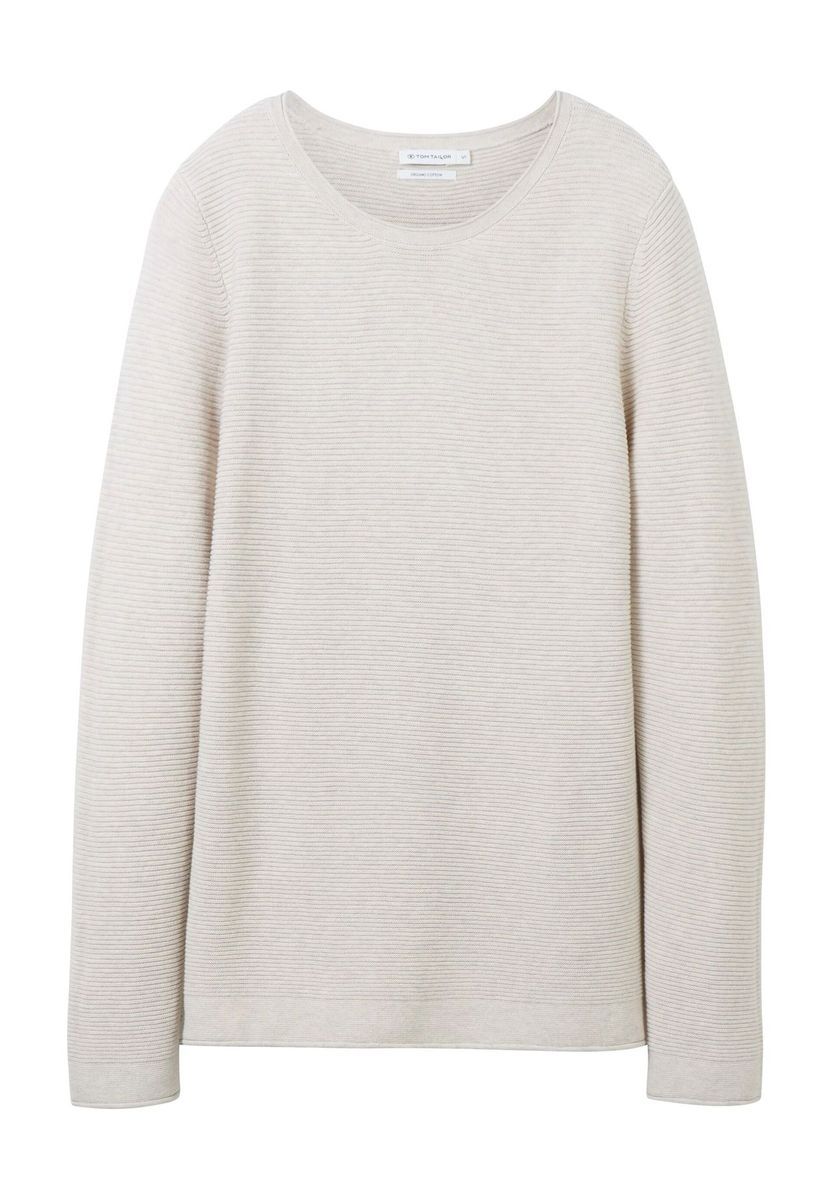 Feingerippter langärmeliger Baumwoll-Strickpullover