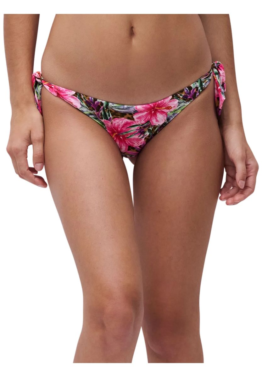 Bikini-Slip mit Blumenprint und Schnürung