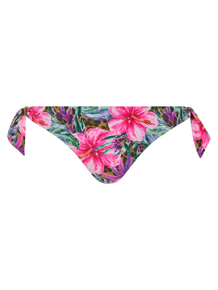 Bikini-Slip mit Blumenprint und Schnürung