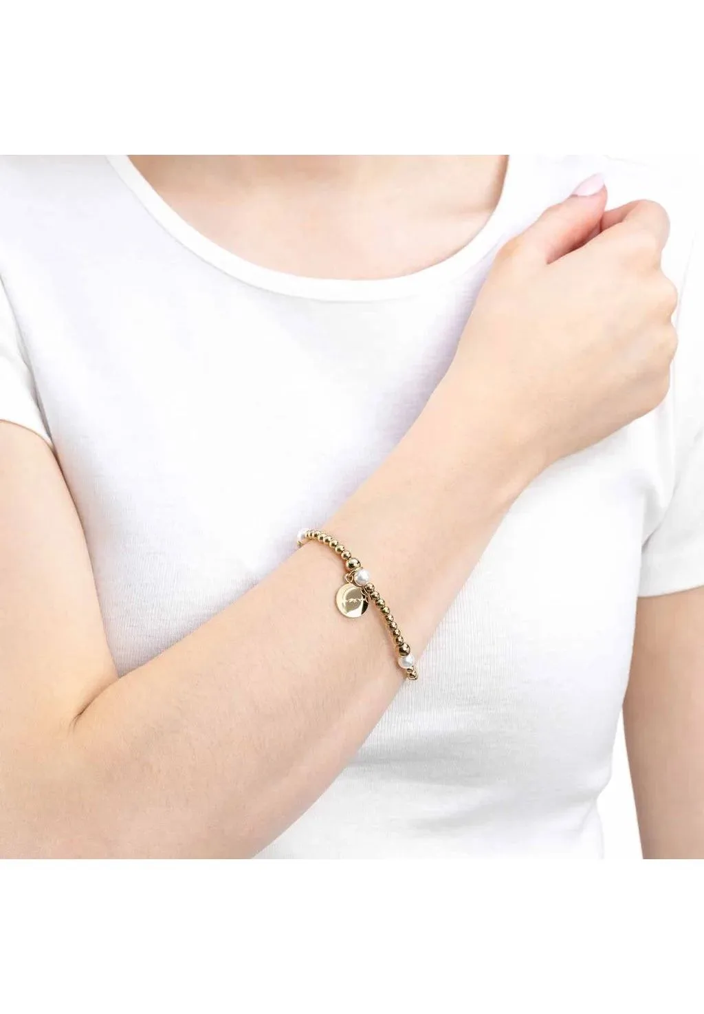 Goldplattiertes Perlen- und Kugelarmband