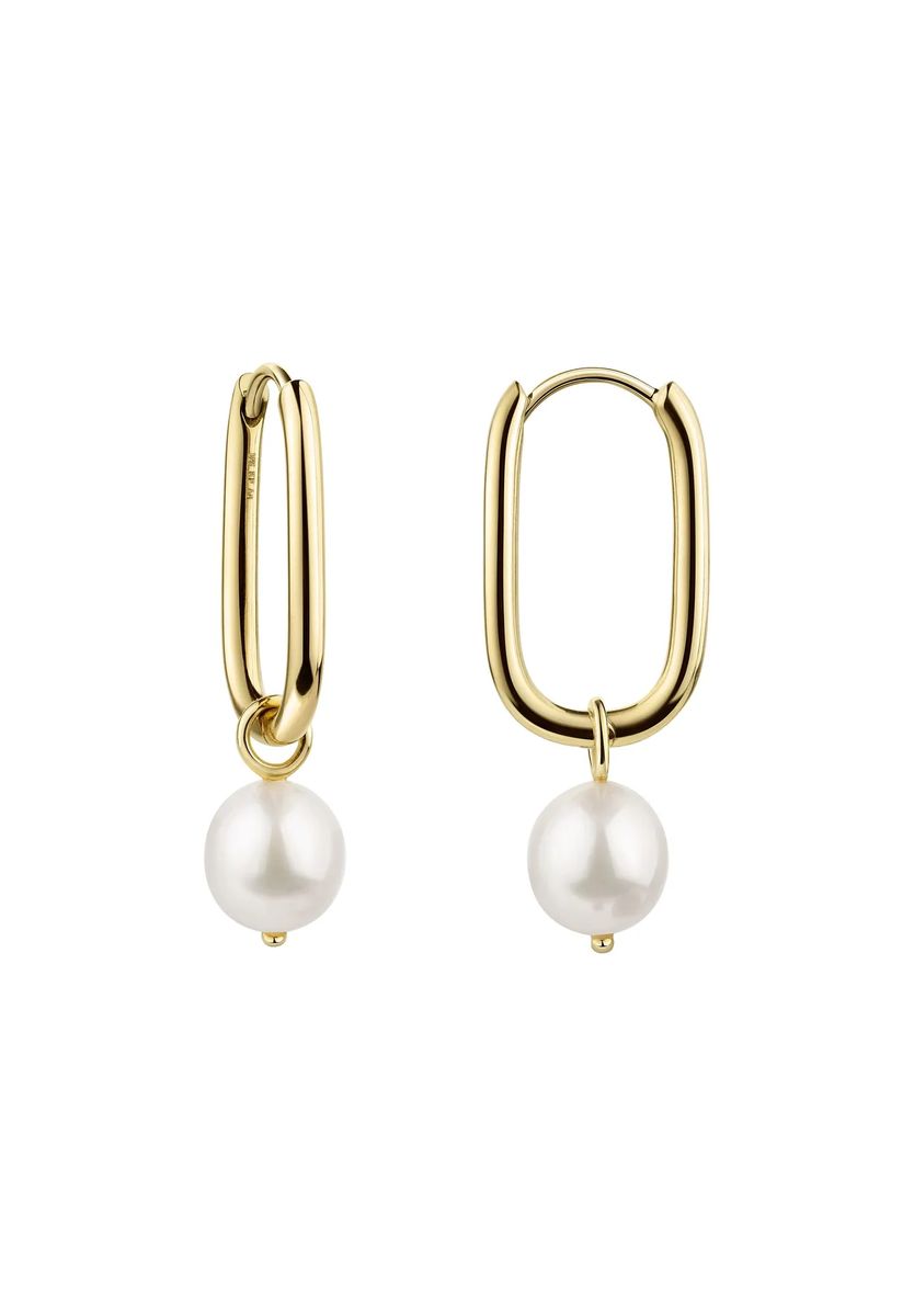 Elegante ovale Creolen mit Perlen