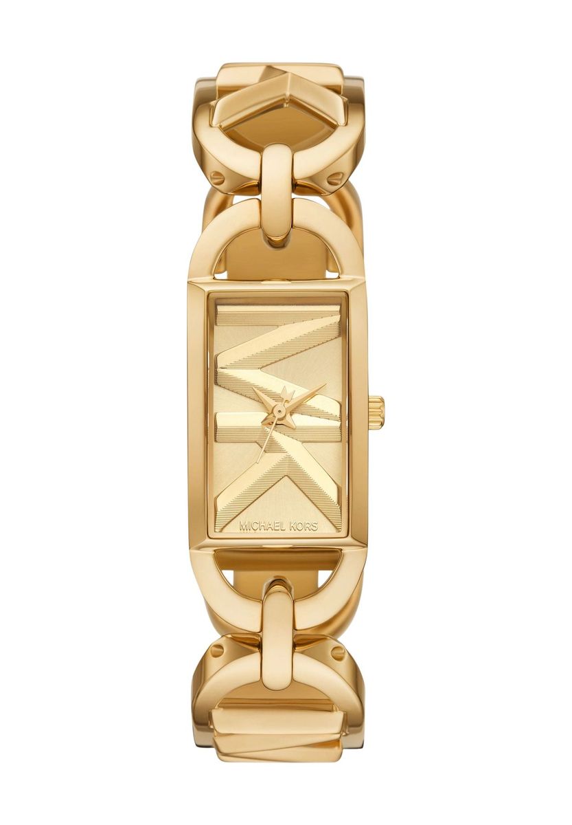 Armbanduhr mit Gliederkette und Logo-Gravur