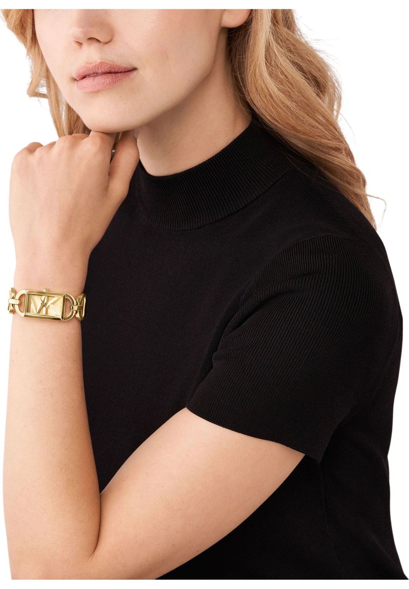 Armbanduhr mit Gliederkette und Logo-Gravur