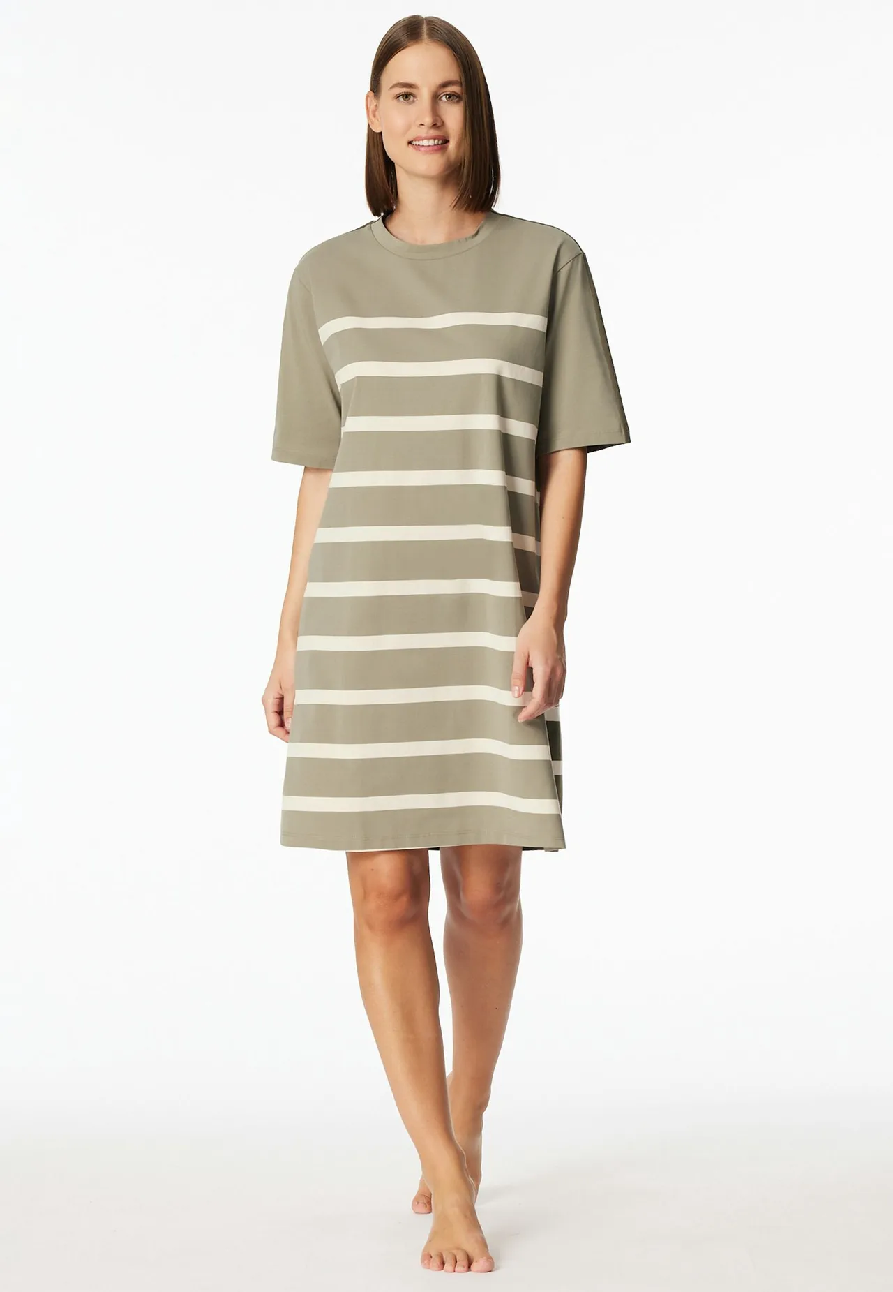 Gestreiftes Loose-Fit Jersey Nachthemd