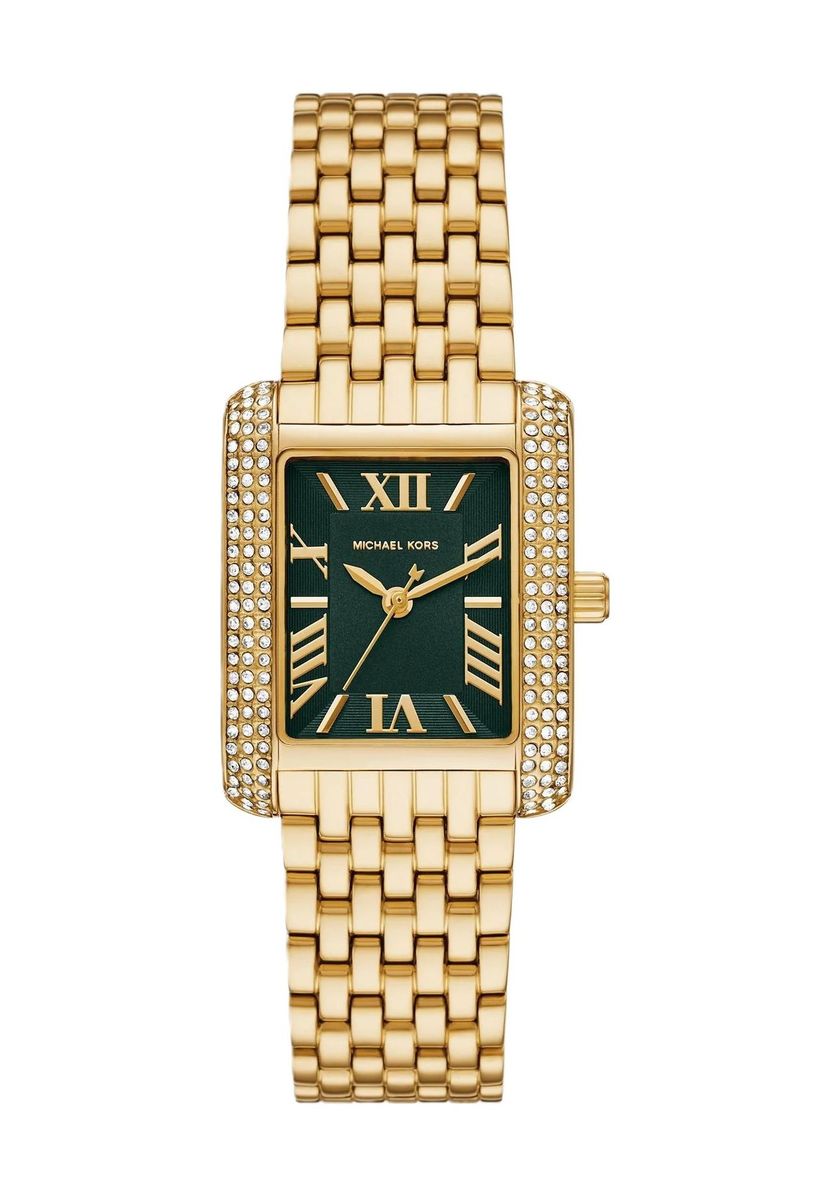 Elegante rechteckige Uhr mit grünem Zifferblatt
