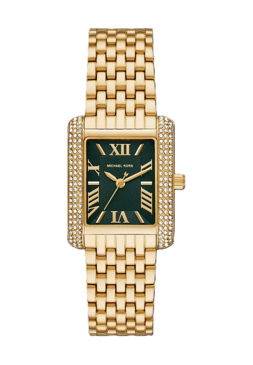 Elegante rechteckige Uhr mit grünem Zifferblatt