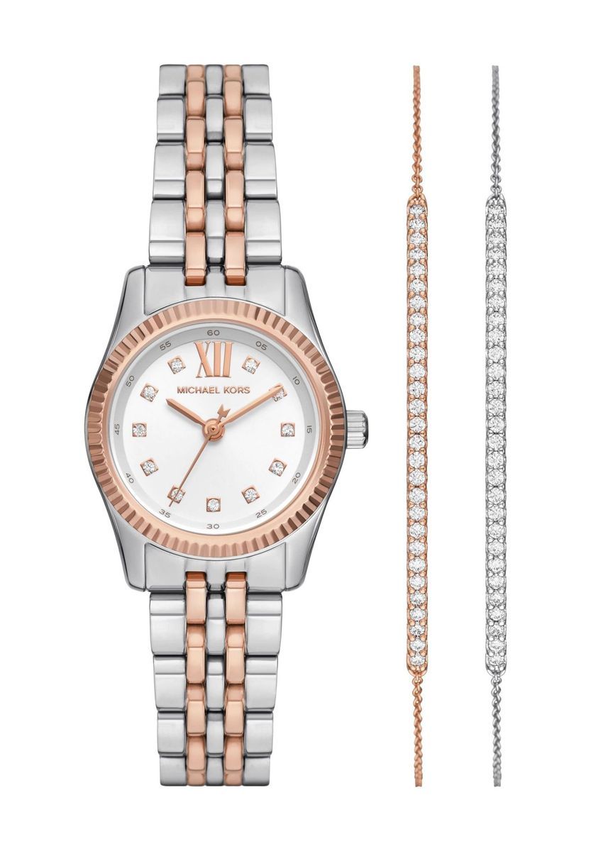Elegantes Bicolour-Uhrenset mit Armbändern