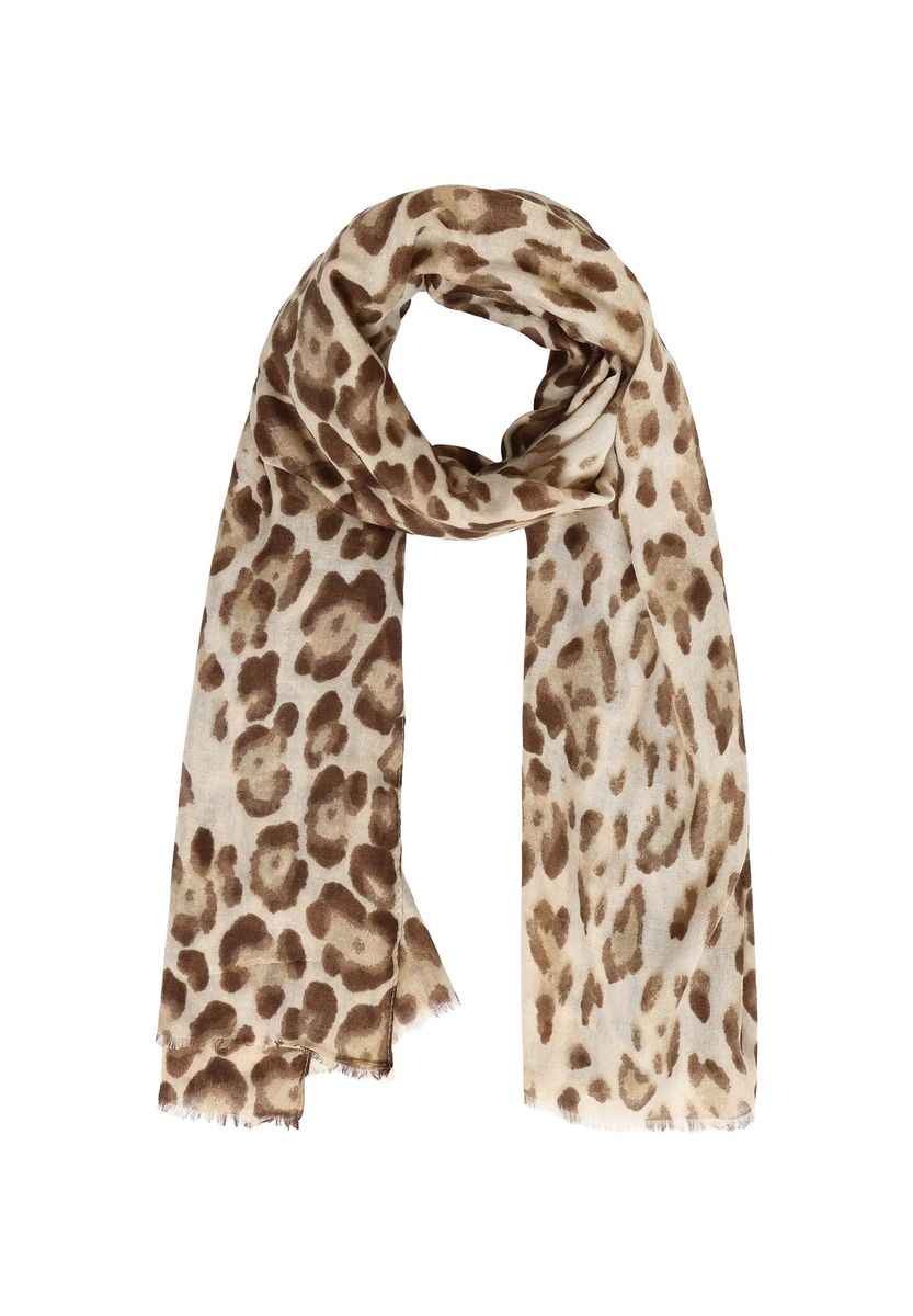 Schal mit Leopardenprint und Fransen