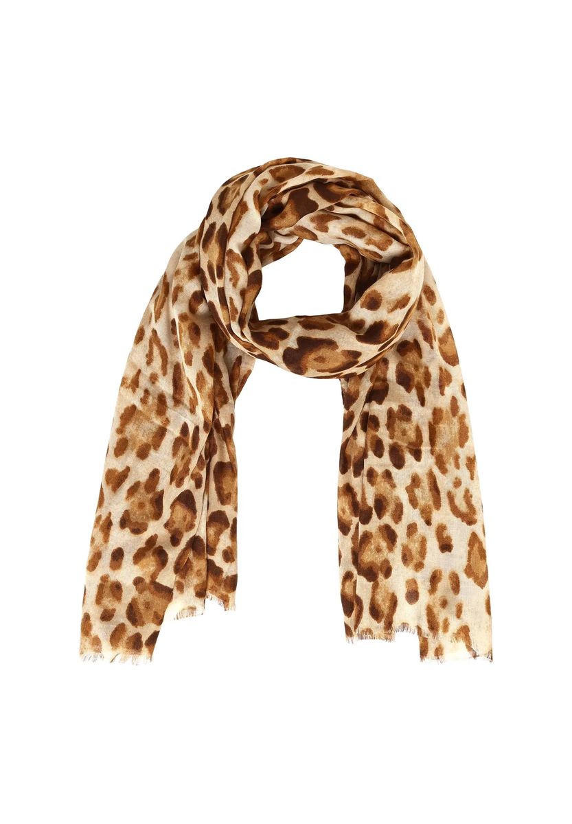 Schal mit Leopardenmuster und Fransen