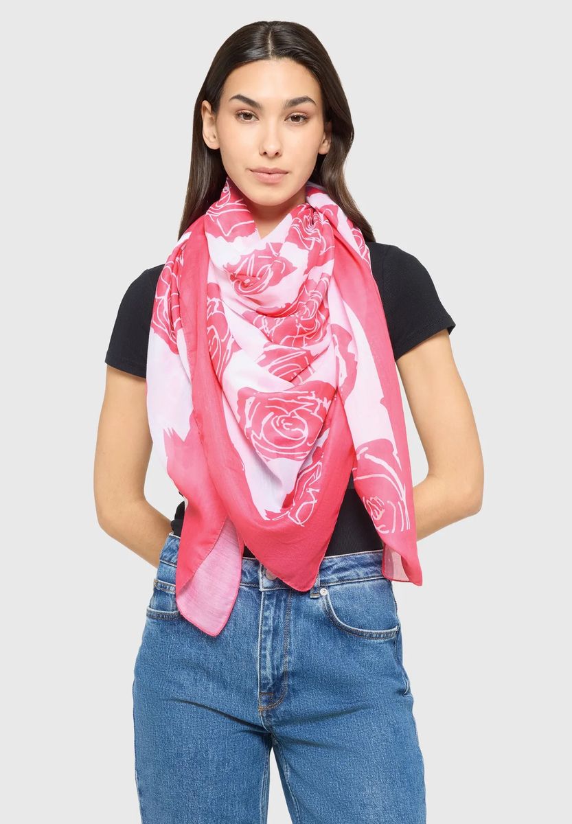 Eleganter quadratischer Schal mit Rosenmuster