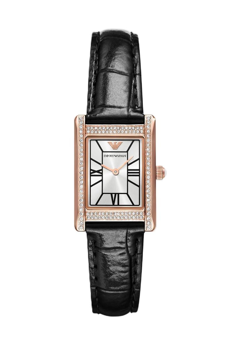Elegante rechteckige Uhr mit Kristallbesatz