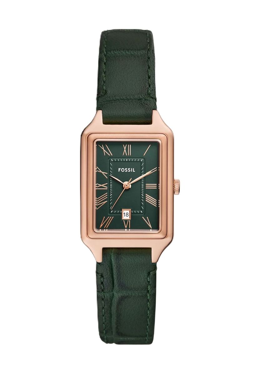Elegante rechteckige Uhr mit Lederarmband