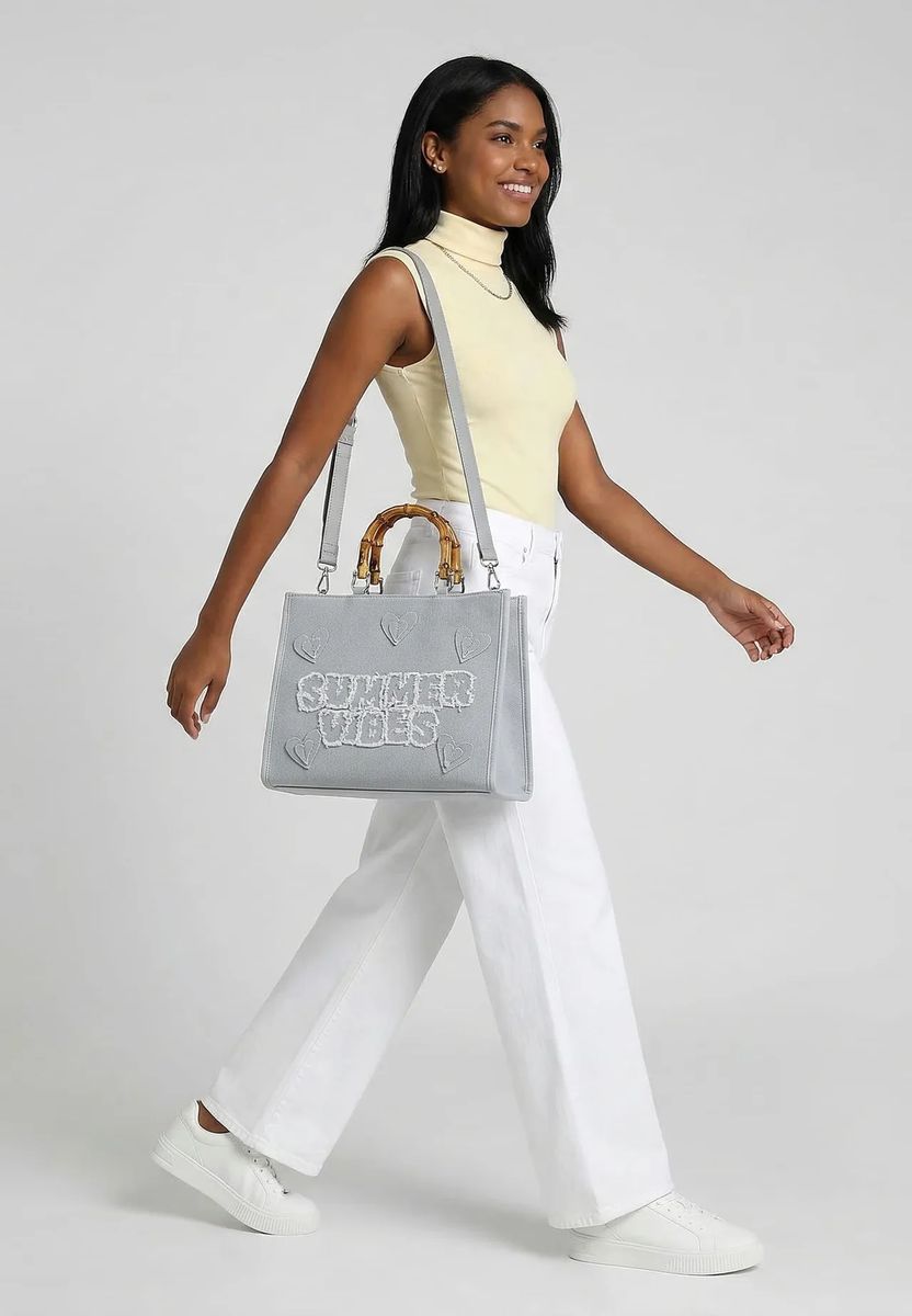 Canvas-Shopper mit Summer-Vibes-Stickerei
