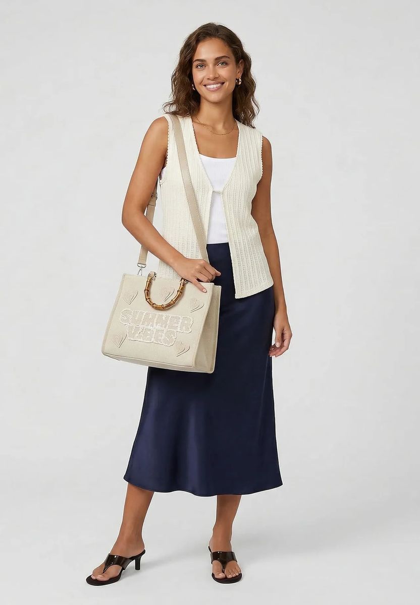 Canvas-Shopper mit Summer Vibes Stickerei
