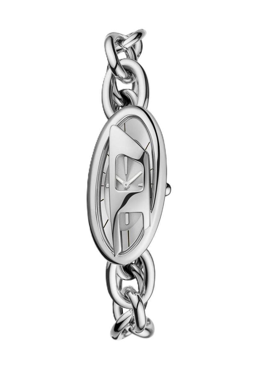 Skulpturale ovale Gliederketten-Uhr