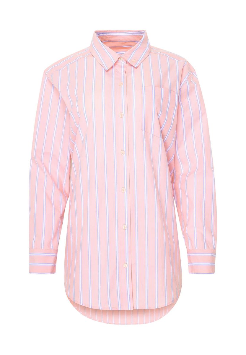 Gestreiftes Schlafshirt aus Baumwollpopeline