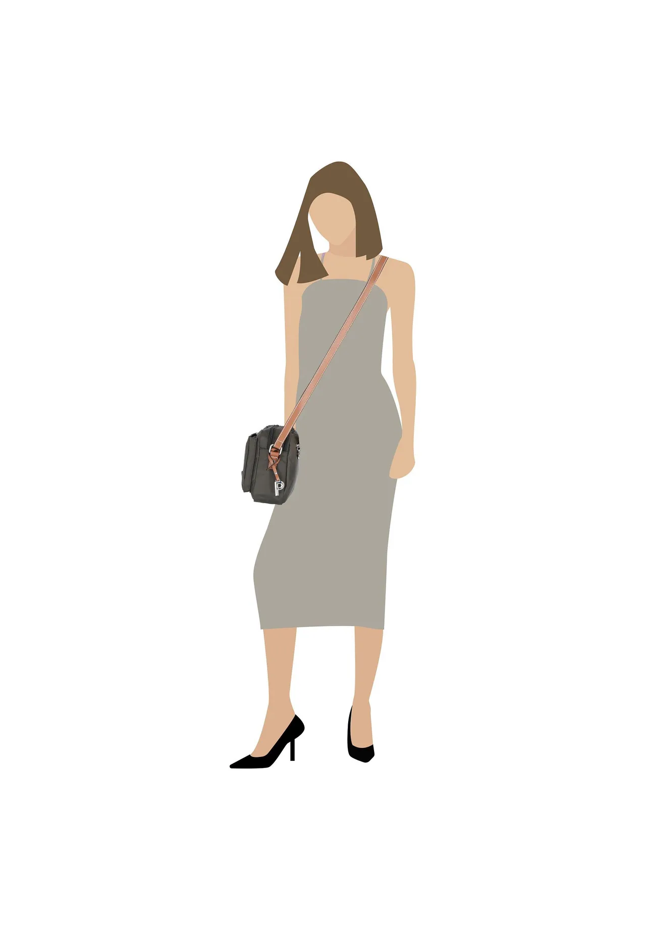 Nylon-Umhängetasche mit mehreren Taschen