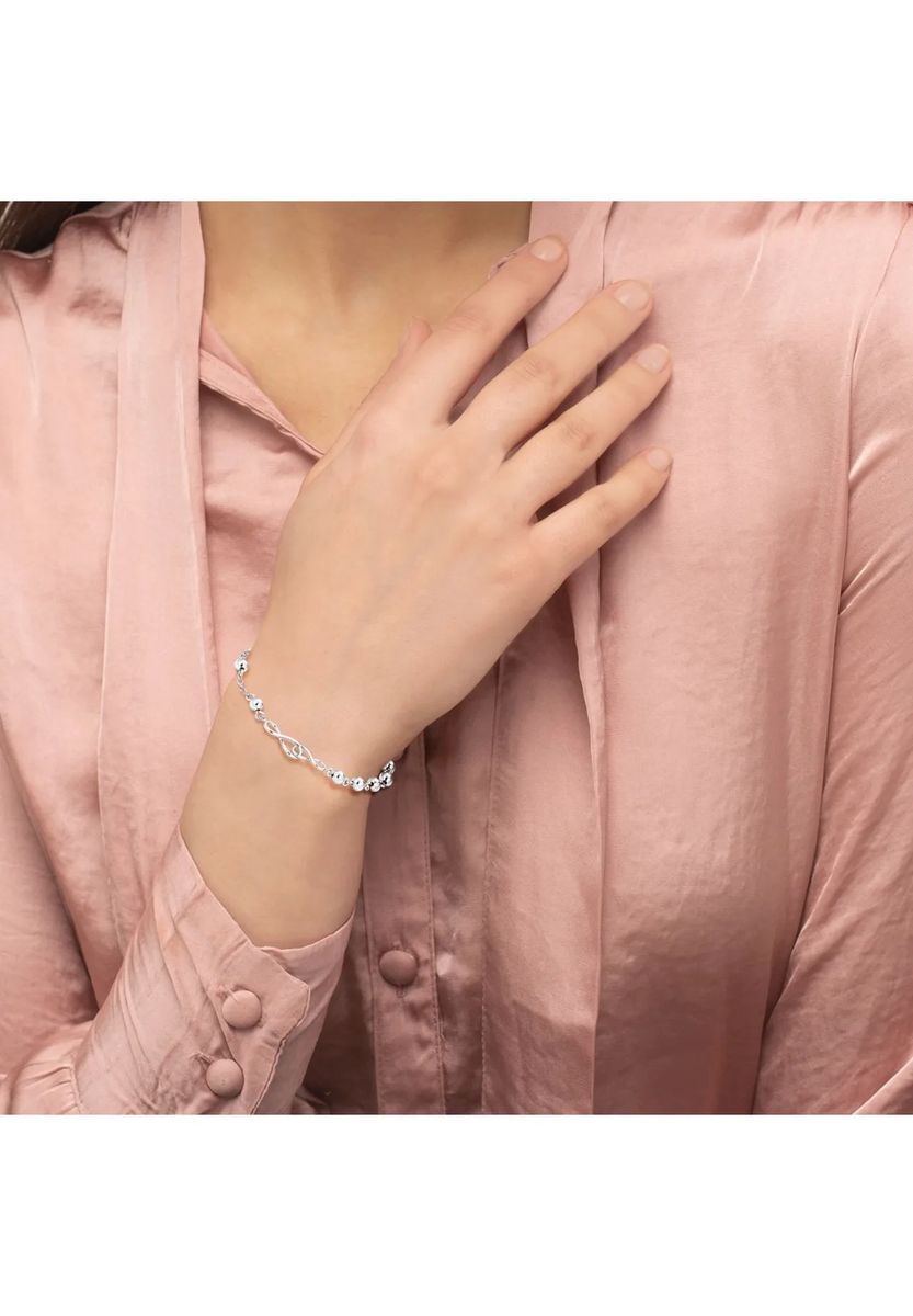 Silberarmband mit Unendlichkeitssymbol und Kugeln