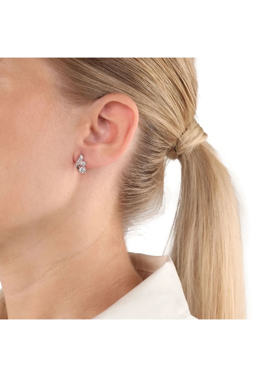 Geschwungene Bicolor-Zirkonia-Ohrstecker