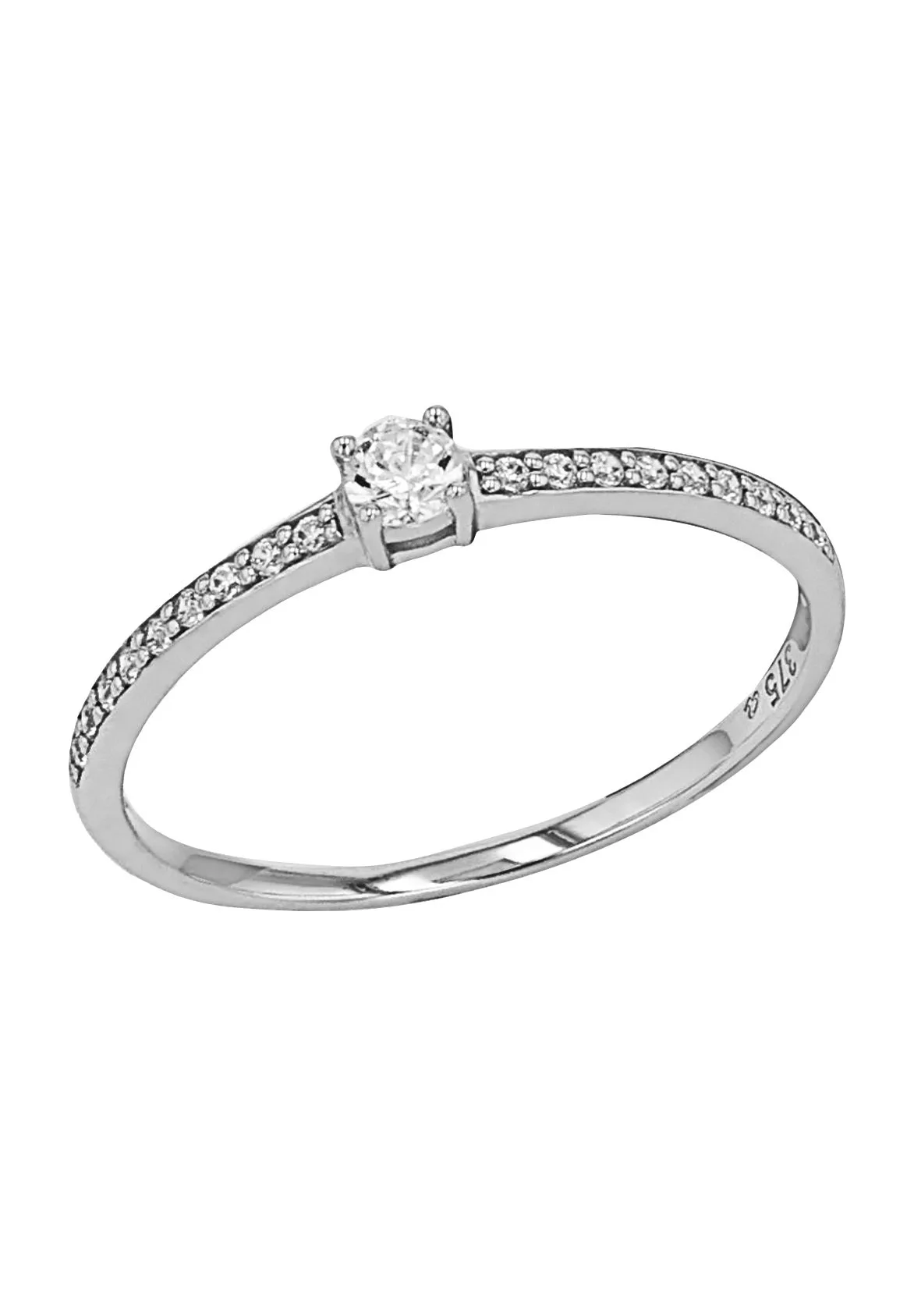 Klassischer Solitärring mit Pavé-Schiene