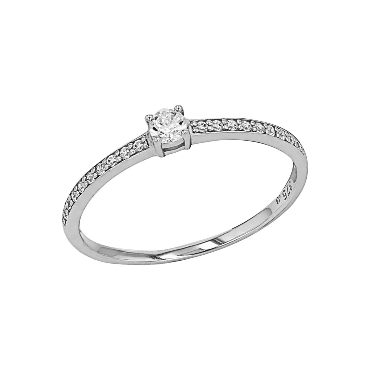 Klassischer Solitärring mit Pavé-Schiene