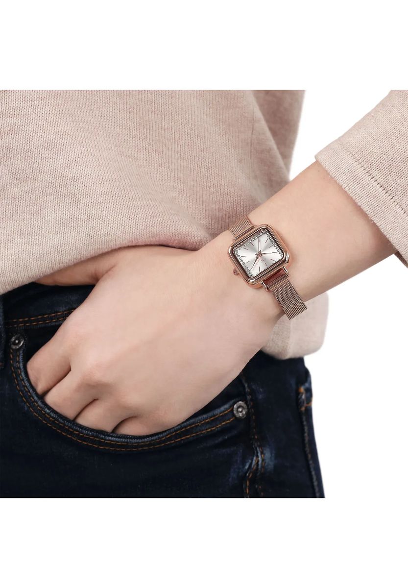 Elegante rechteckige Uhr mit Kristallbesatz
