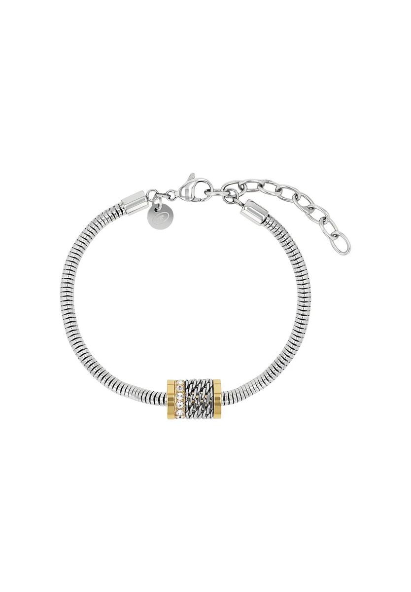 Schlangenarmband mit Bicolor-Zirkonia-Perle