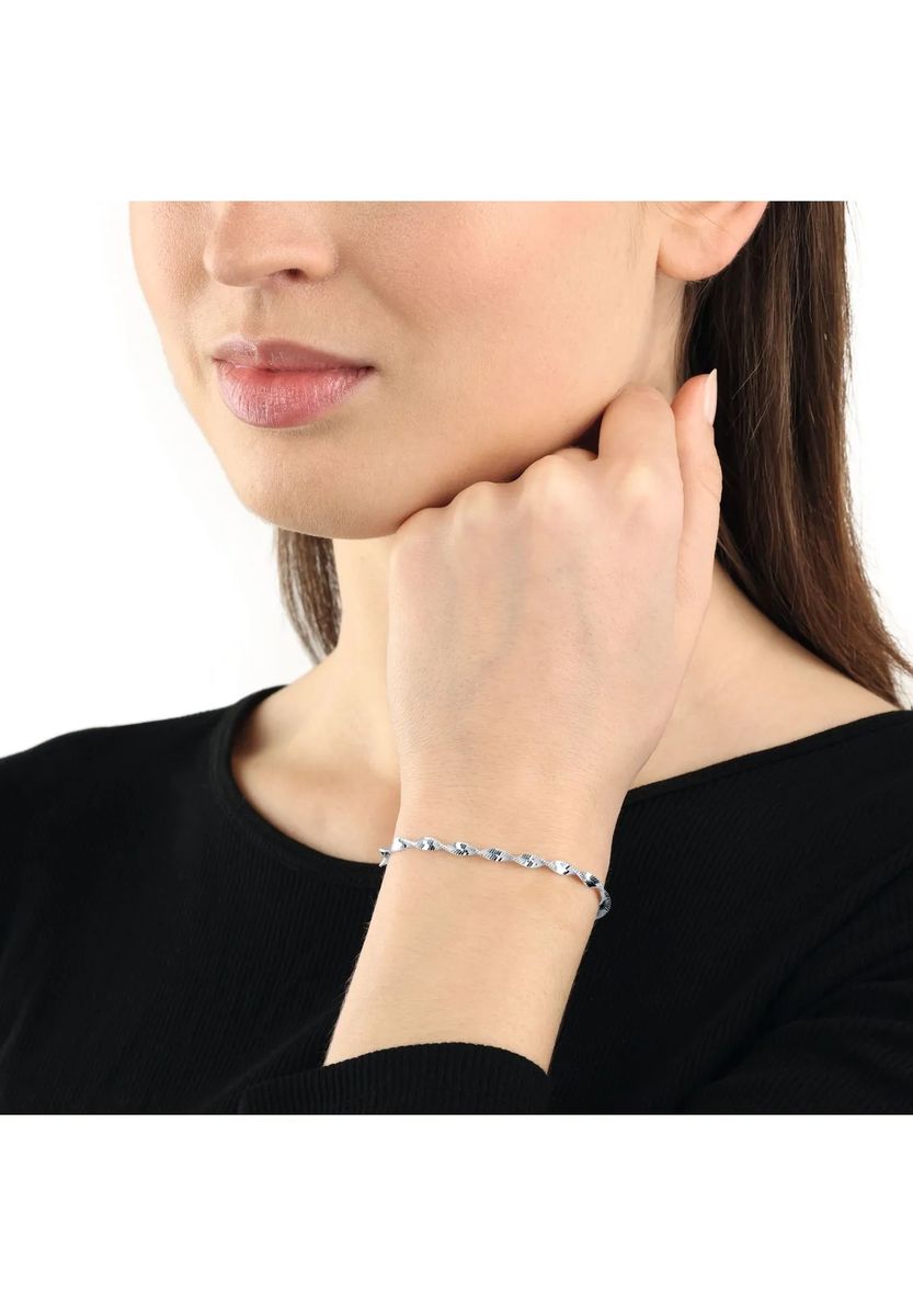 Gedrehtes Fischgräten-Armband aus Silber