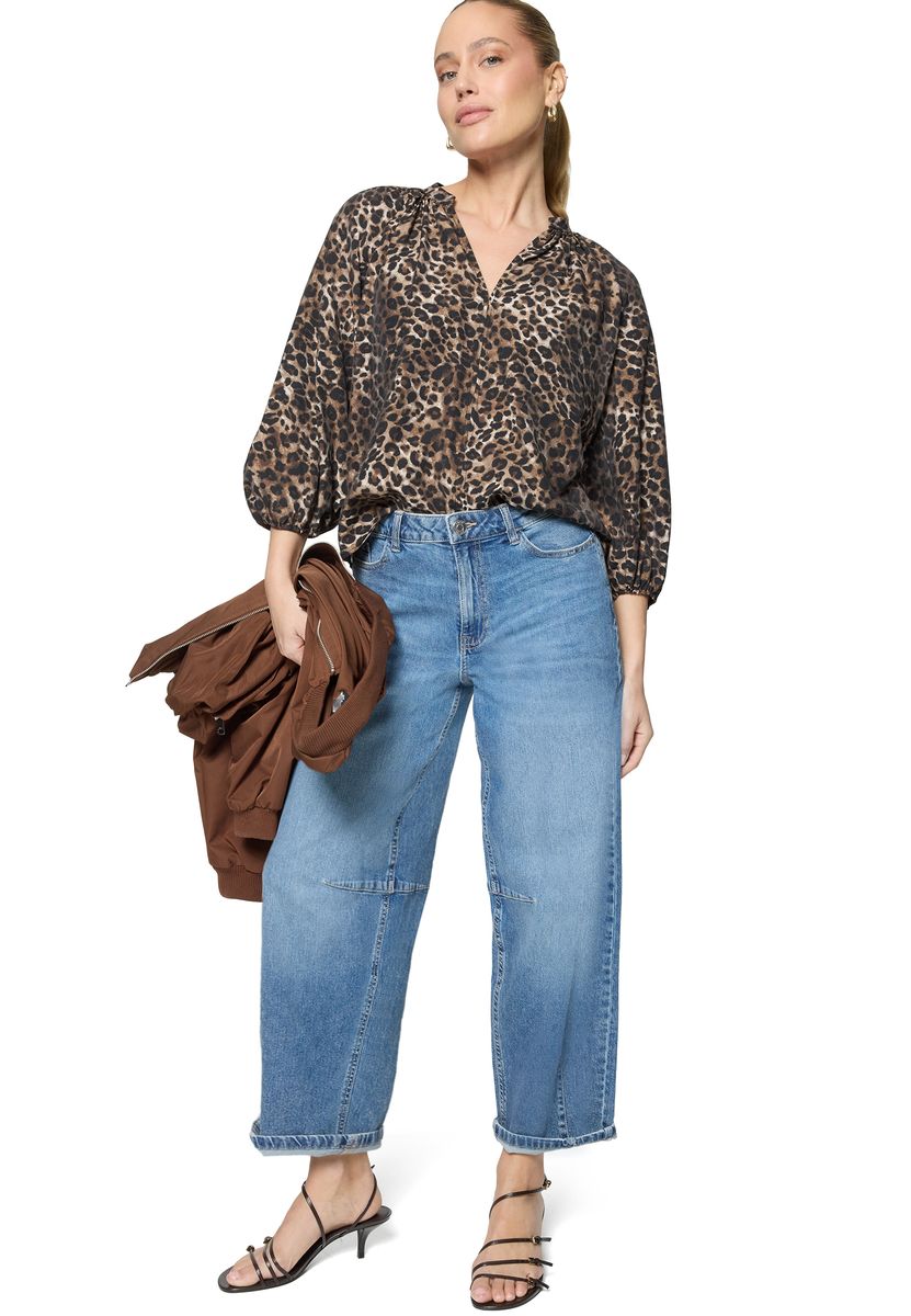 Schlupfbluse mit Leopardenmuster