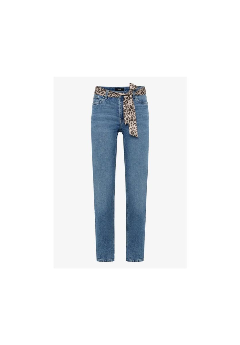 Straight-Leg-Jeans mit Tuchgürtel