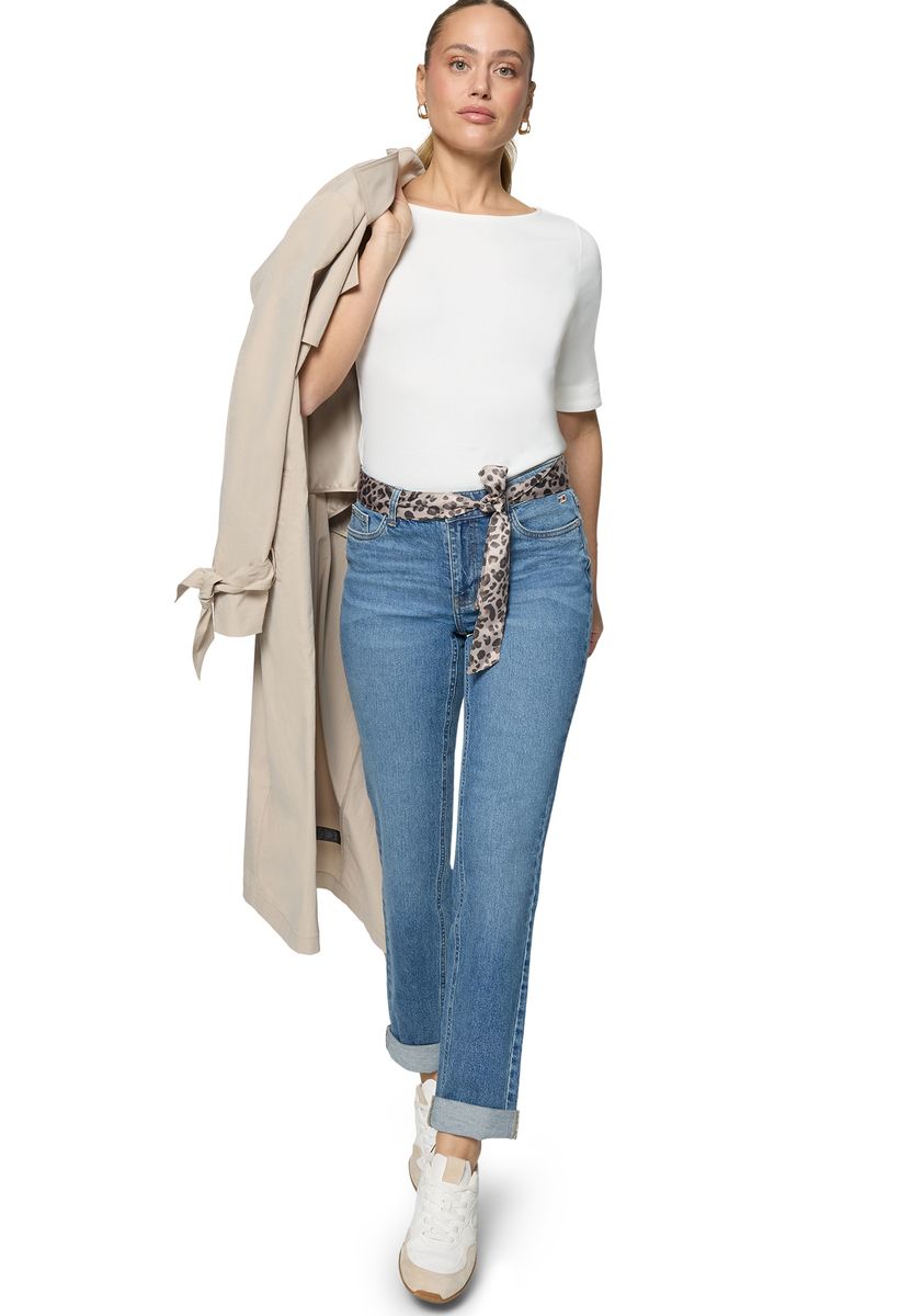 Straight-Leg-Jeans mit Tuchgürtel