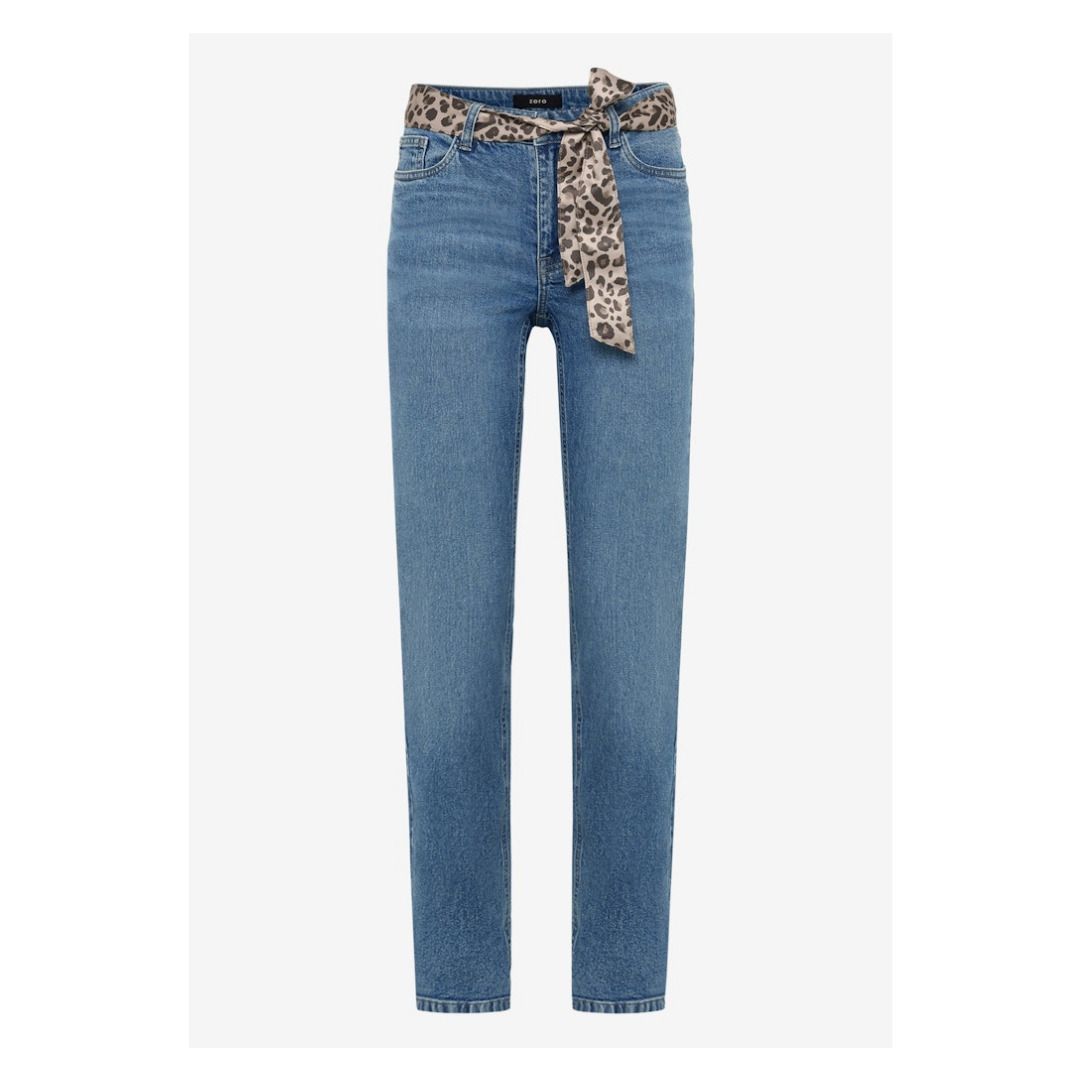Straight-Leg-Jeans mit Tuchgürtel