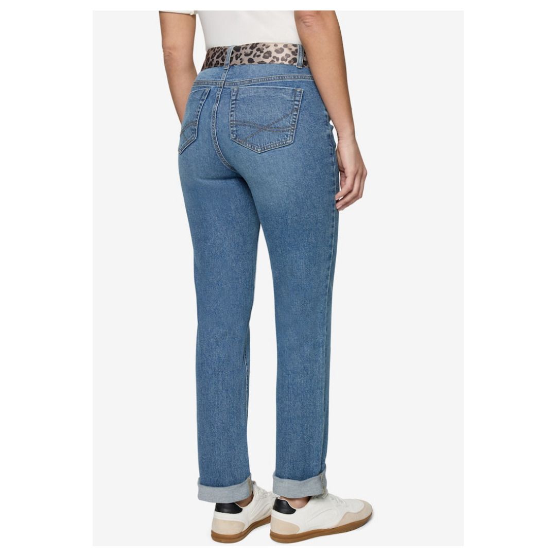 Straight-Leg-Jeans mit Tuchgürtel