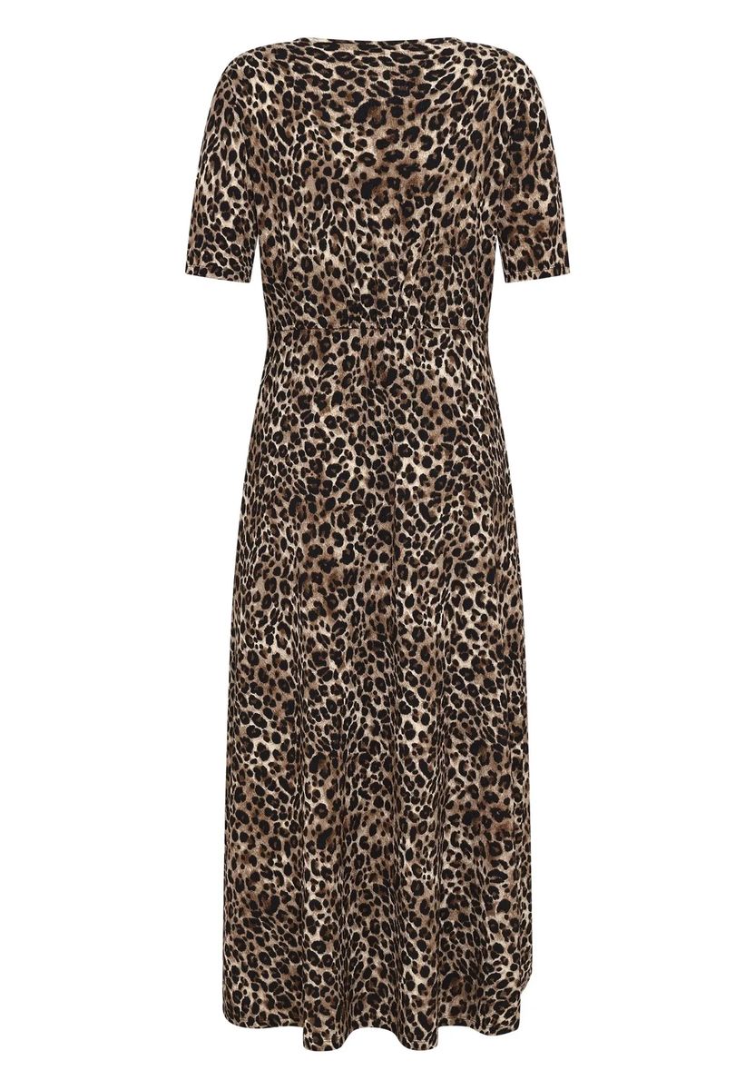 Midi-Kleid mit Leoparden-Print und V-Ausschnitt