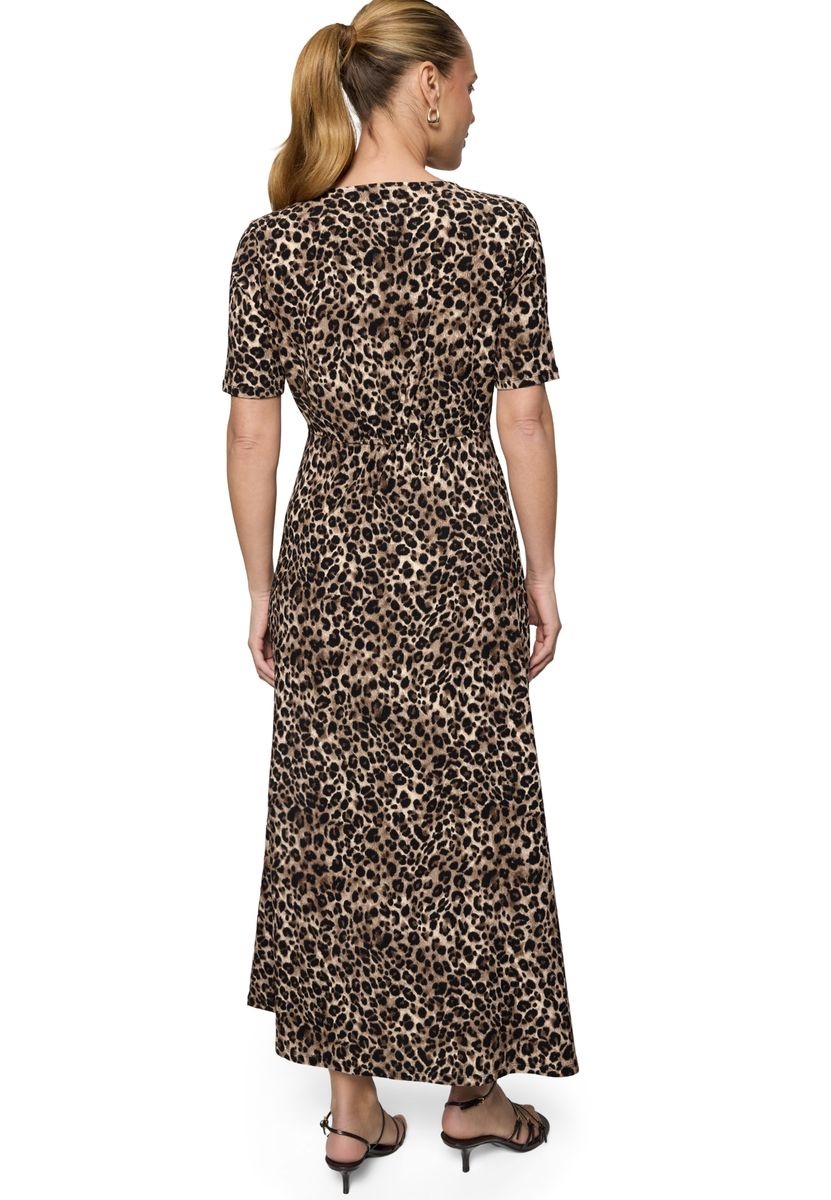 Midi-Kleid mit Leoparden-Print und V-Ausschnitt