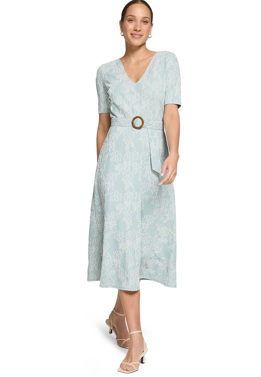 Florales Midikleid in A-Linie mit Gürtel