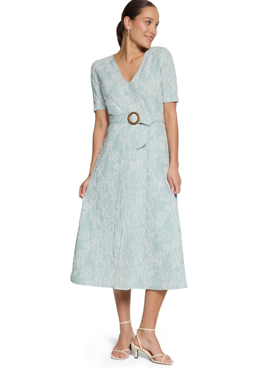 Florales Midikleid in A-Linie mit Gürtel