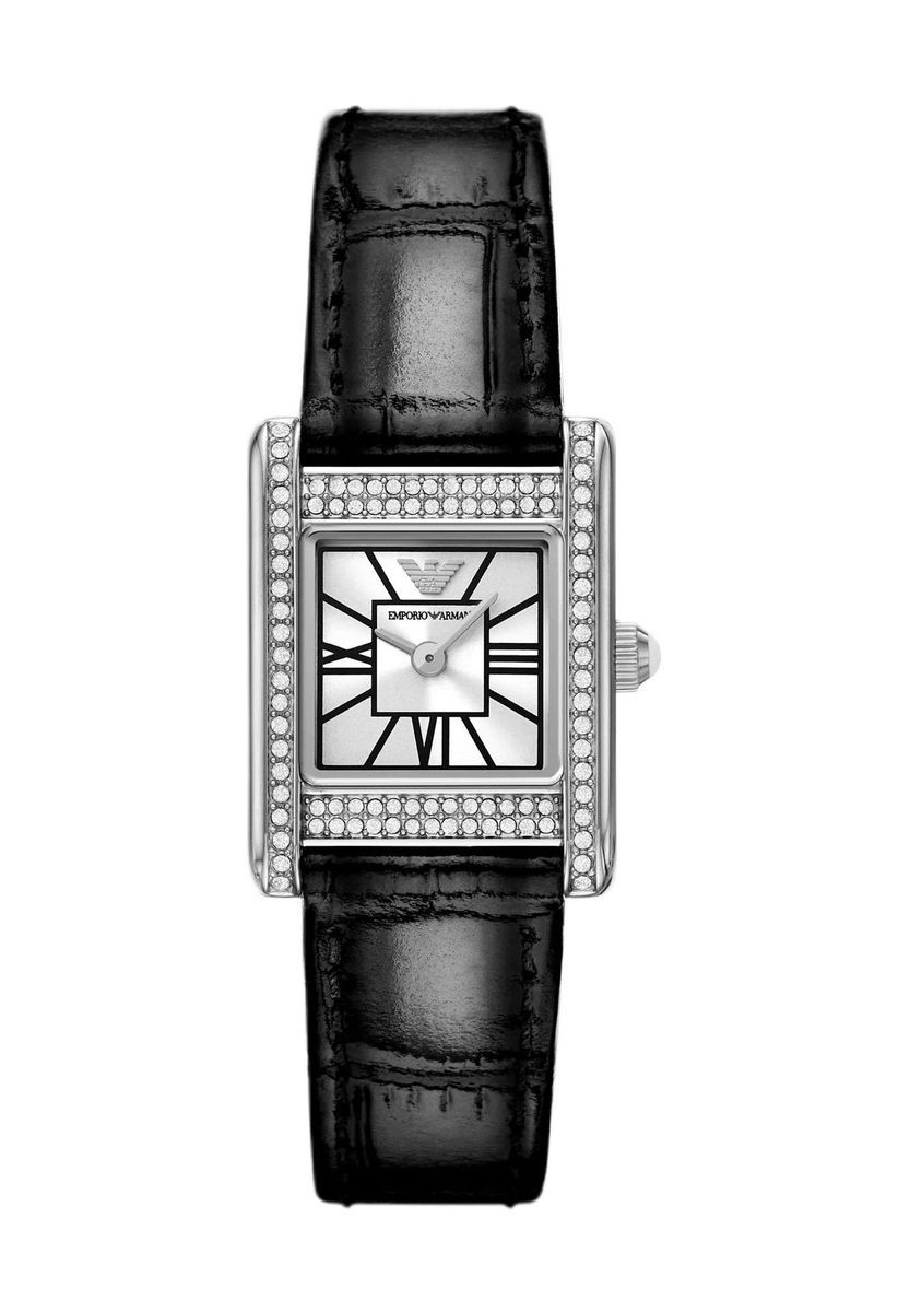 Elegante Rechteckige Uhr mit Glitzersteinen