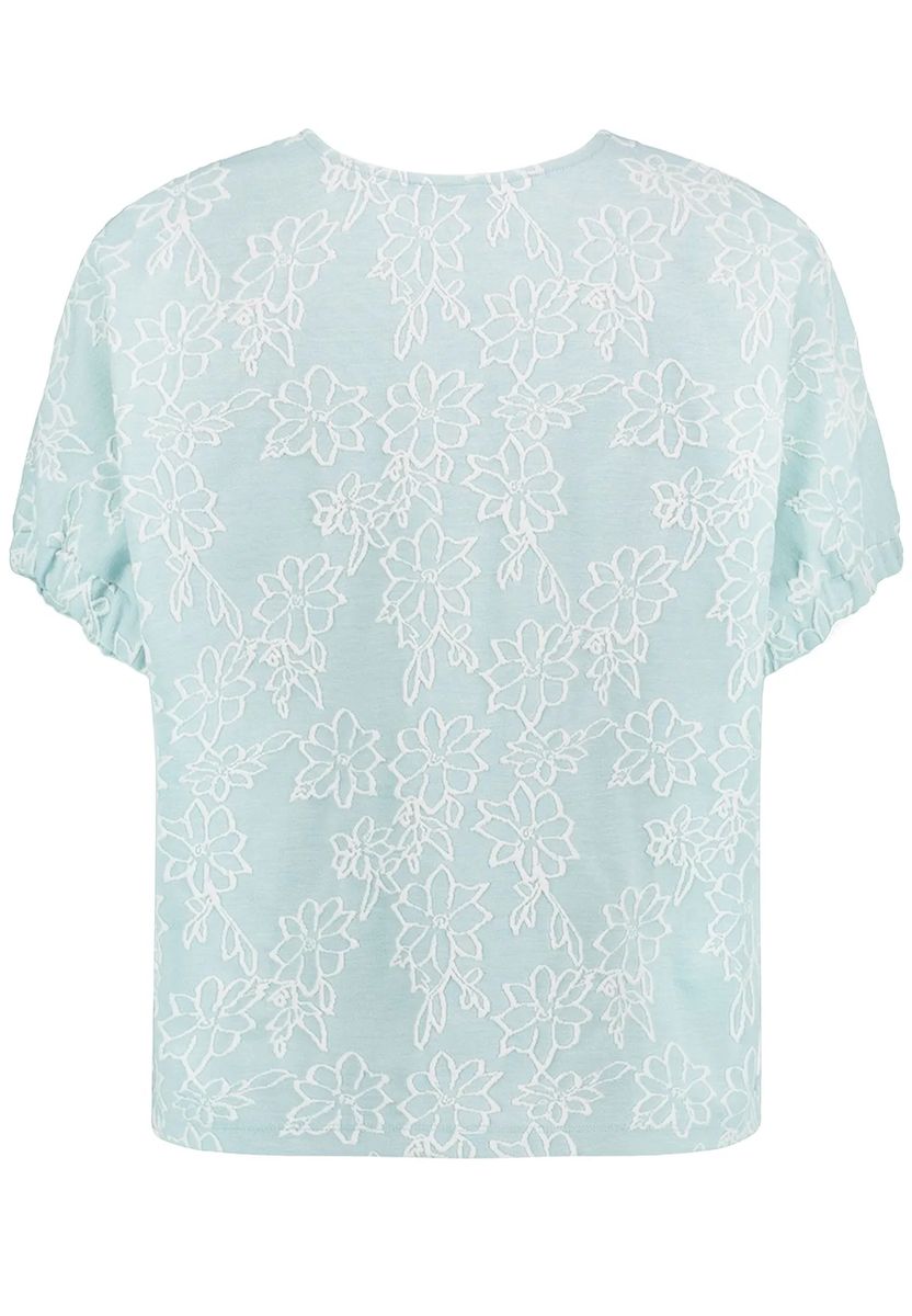 Strukturiertes V-Ausschnitt-Top mit Blumenmuster