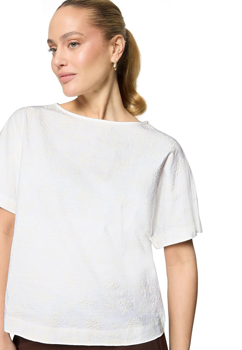 Baumwollshirt mit floraler Stickerei