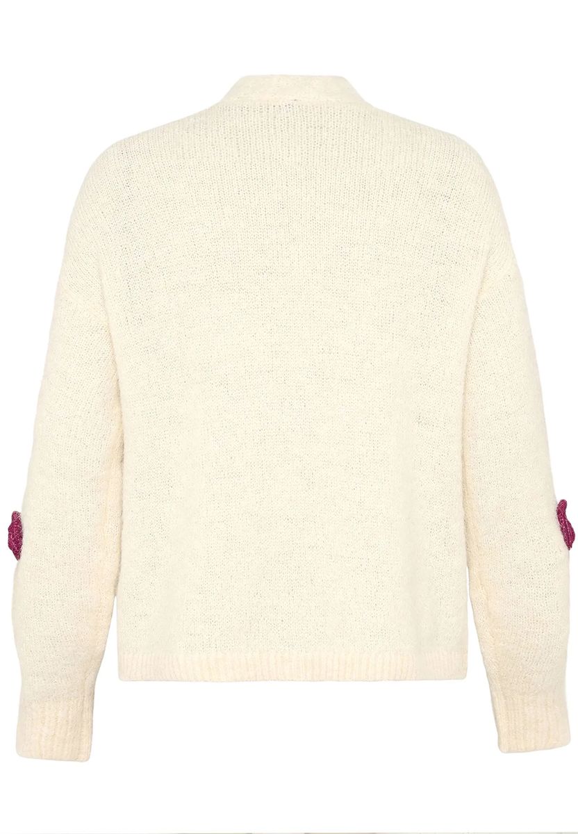 Oversize-Strickjacke mit 3D-Blüten