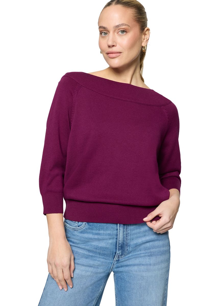 Feinstrickpullover mit Carmen-Ausschnitt